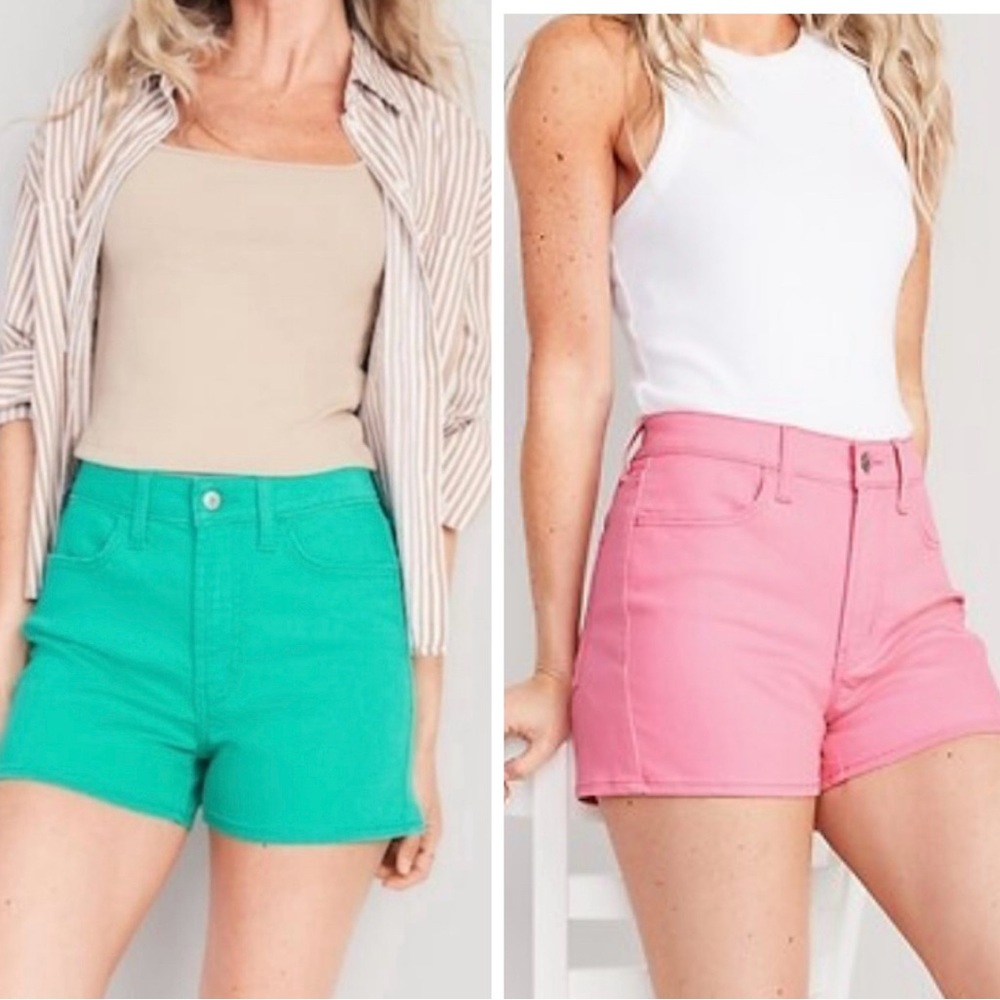 Women's Bundle of 2 Old Navy Teal and Pink Shorts- Size 8